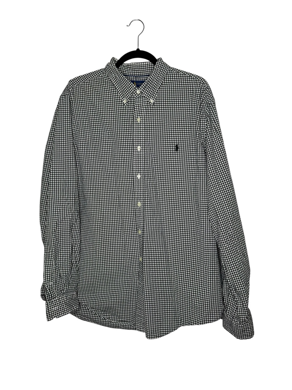 Ralph Lauren Slim Fit Stretch Poplin Shirt in Black Check Long Sleeve‎ XXL